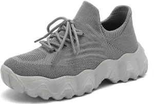 Women's Mesh Lace Lightweight Low-Cut Sneakers, Casual Tennis Shoes, Non-Slip, Fashionable Knitted Socks Shoes are Comfortable and Breathable