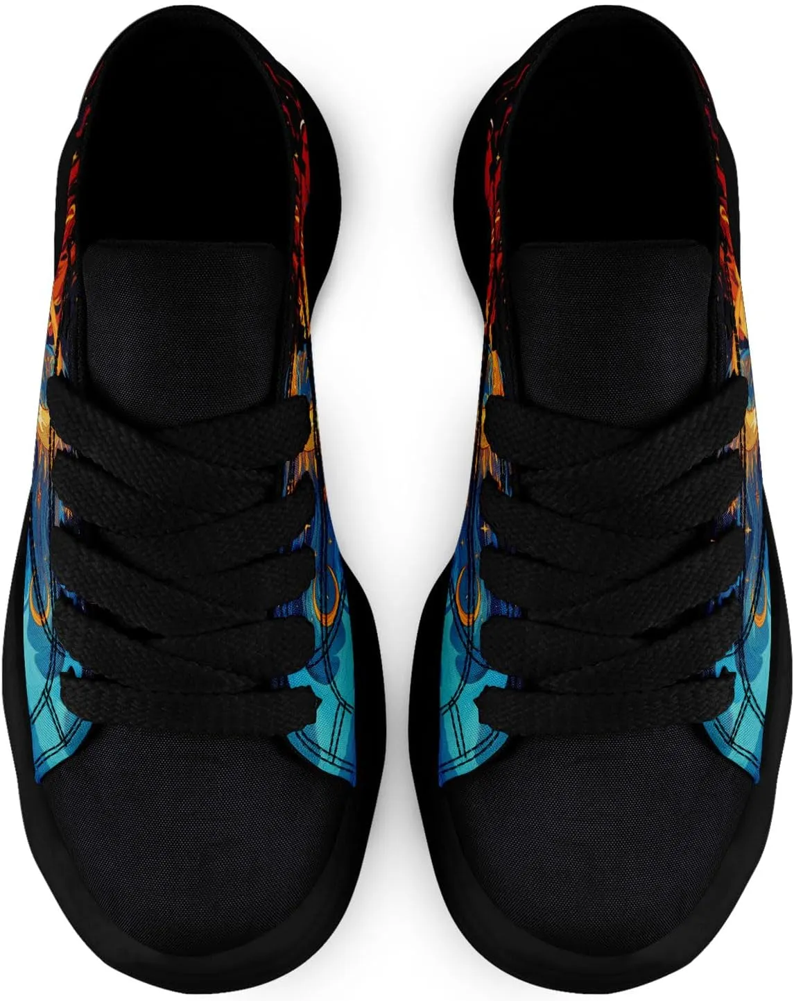 Women's Moon Sun Star Canvas Sneakers Men's Artistic Low-Top Casual Shoes Comfortable Unisex Lightweight Footwear