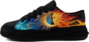 Women's Moon Sun Star Canvas Sneakers Men's Artistic Low-Top Casual Shoes Comfortable Unisex Lightweight Footwear