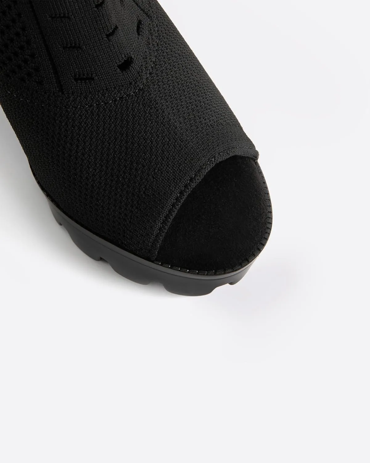 Women's Open Toe Ankle Boots, Chunky Block Heel, Nylon Mesh Upper, Slip-On Sock Booties