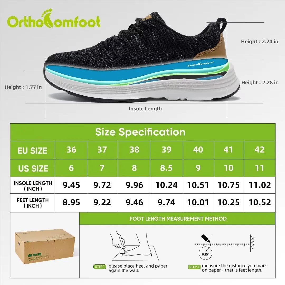 Women's Orthopedic Fashion Sneakers for Plantar Fasciitis: Flat Feet Supportive Cushioned Walking Shoes with Arch Support, Orthotic Soft Casual Sneakers for Ankle and Foot Pain Relief