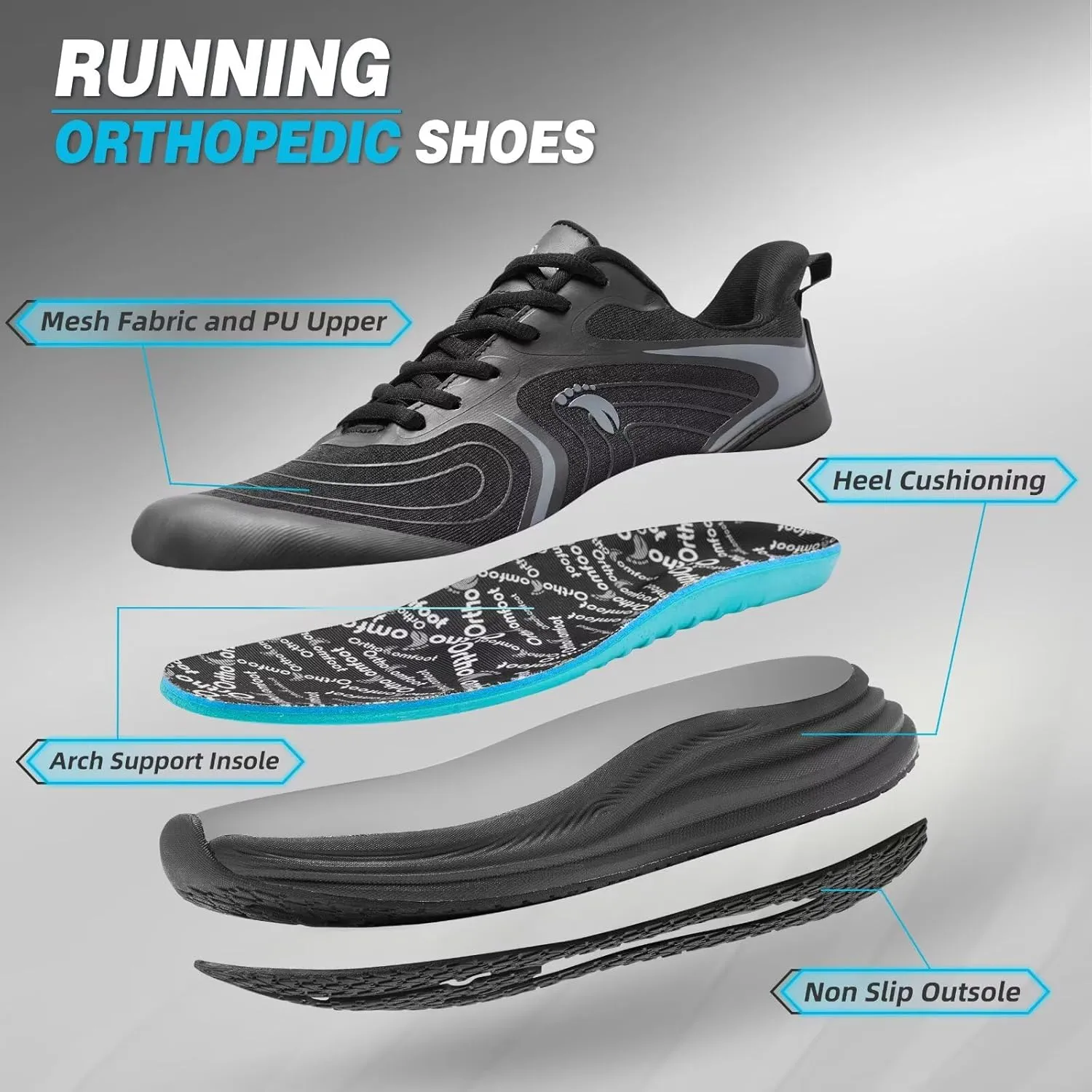 Women's Orthopedic Road Running Shoes: Comfortable Casual Arch Support Plantar Fasciitis Athletic Sneakers, High Arch Flat Feet Tennis Sports Work Walking Shoes for Foot and Heel Pain Relief