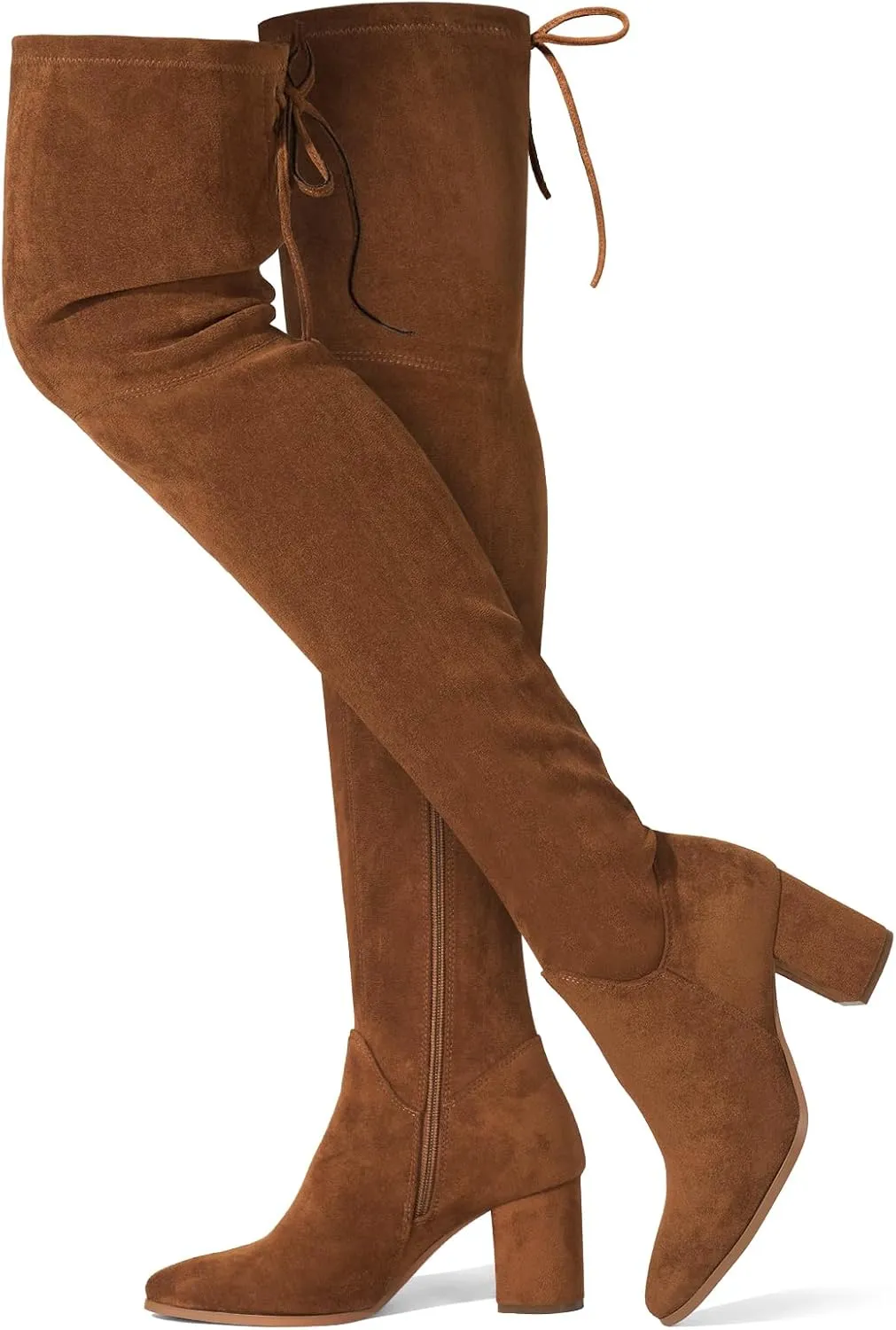 Women's Over The Knee Boots Chunky Heel Thigh High Boots Suede Long Boots Pointed Toe Tall Boots for Women