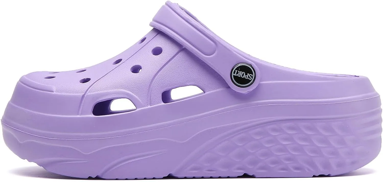 Women’s Platform Clogs Female Garden Clogs Shoes 2.36 Inches Hight Heels Mules Shoes Indoor Outdoor Casual Slippers