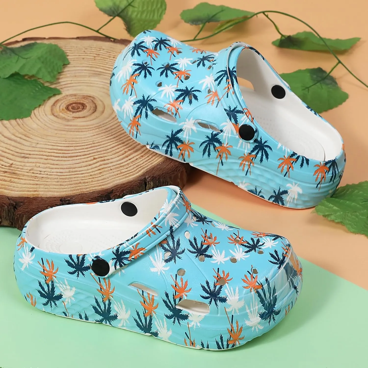 Women’s Platform Clogs Gardener Garden Shoes Hight Heels Mules Clog Slip on Wedge Sandals