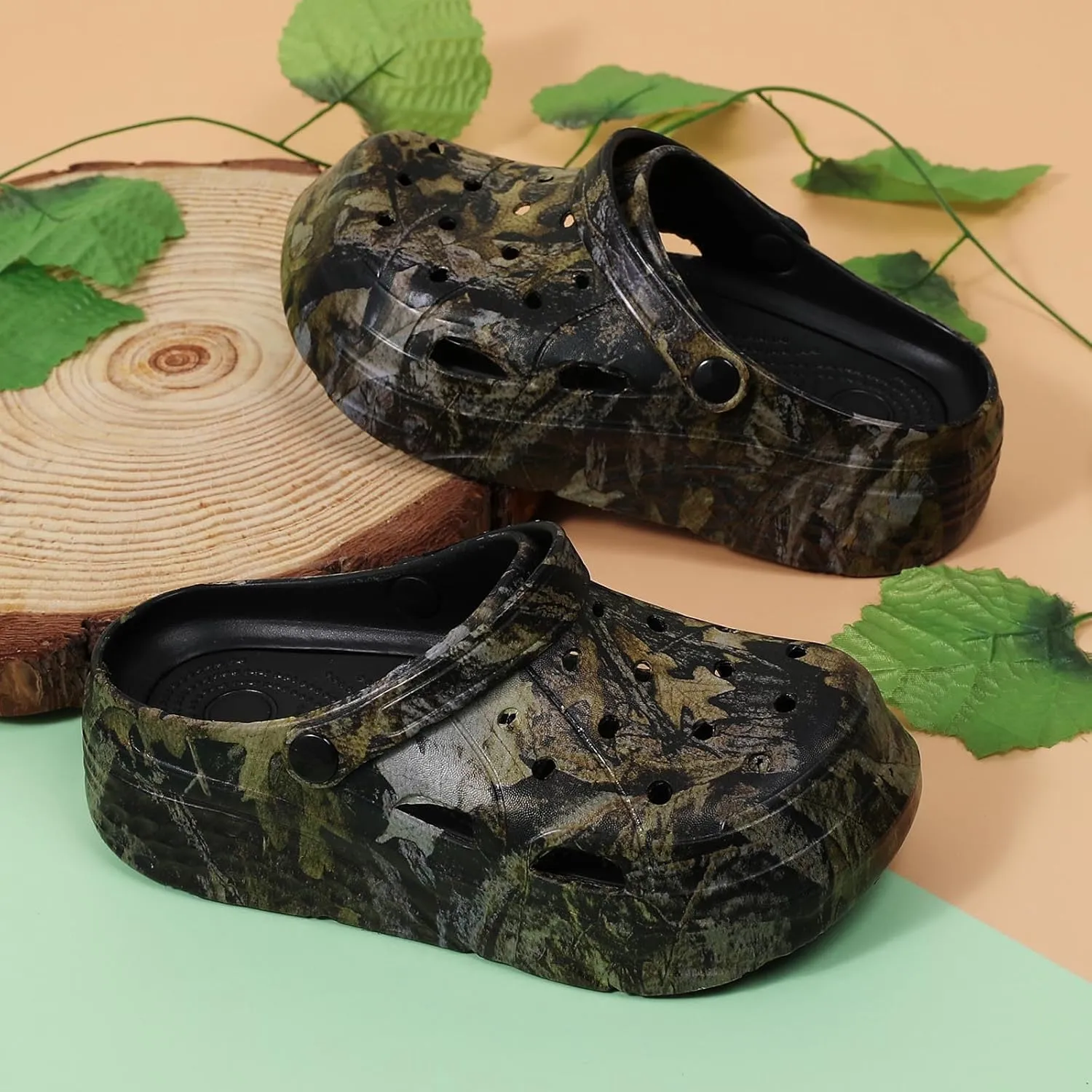Women’s Platform Clogs Gardener Garden Shoes Hight Heels Mules Clog Slip on Wedge Sandals