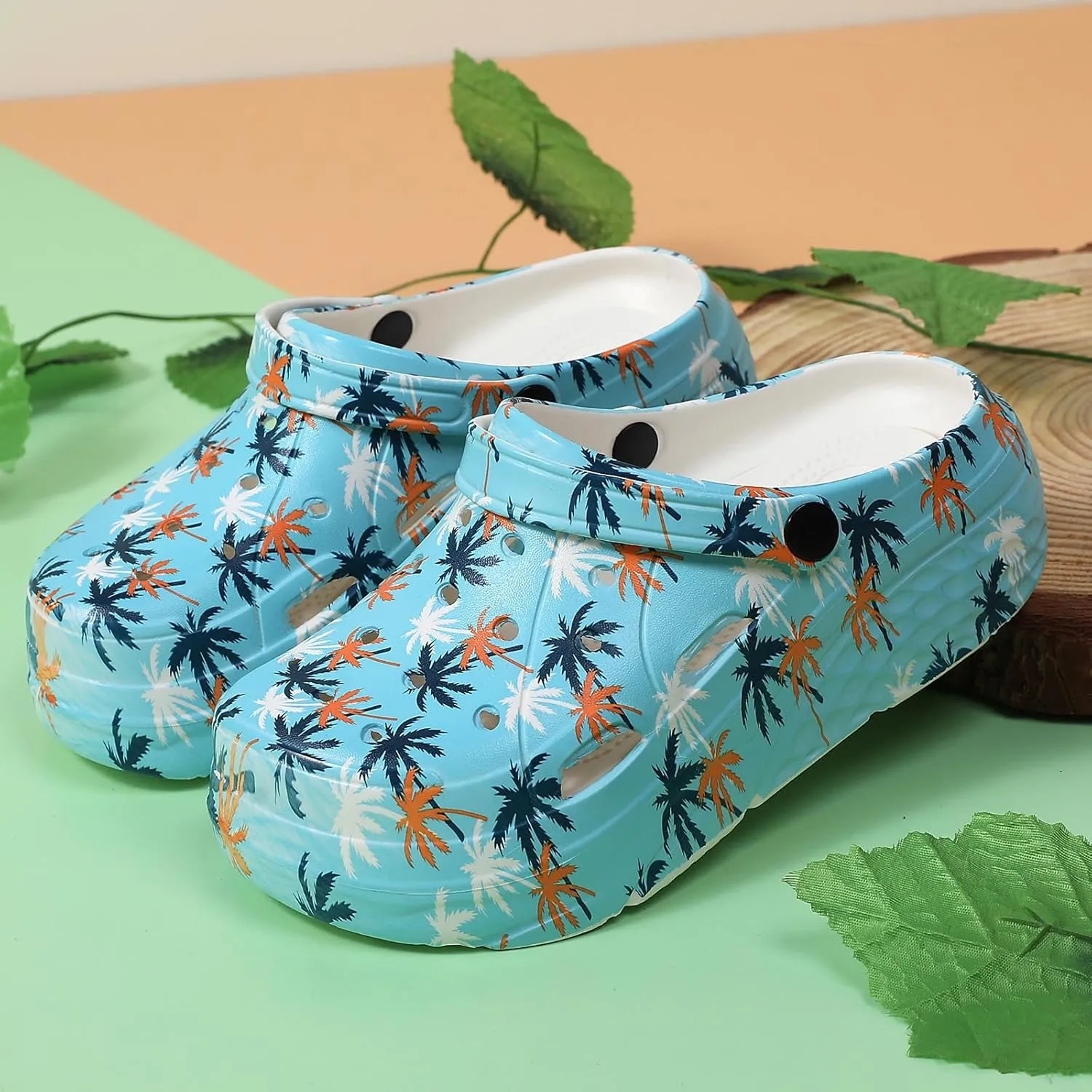 Women’s Platform Clogs Gardener Garden Shoes Hight Heels Mules Clog Slip on Wedge Sandals