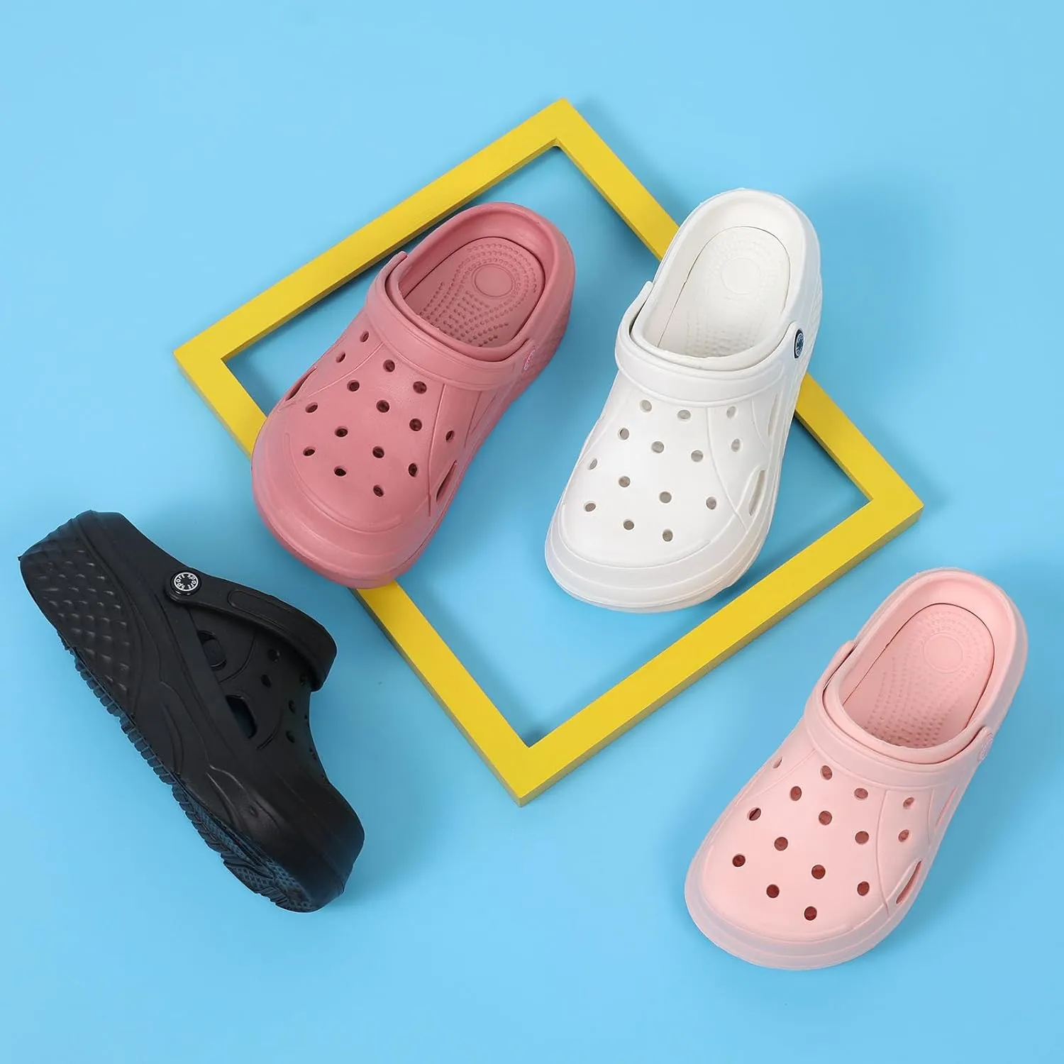 Women’s Platform Clogs Gardener Garden Shoes Hight Heels Mules Clog Slip on Wedge Sandals
