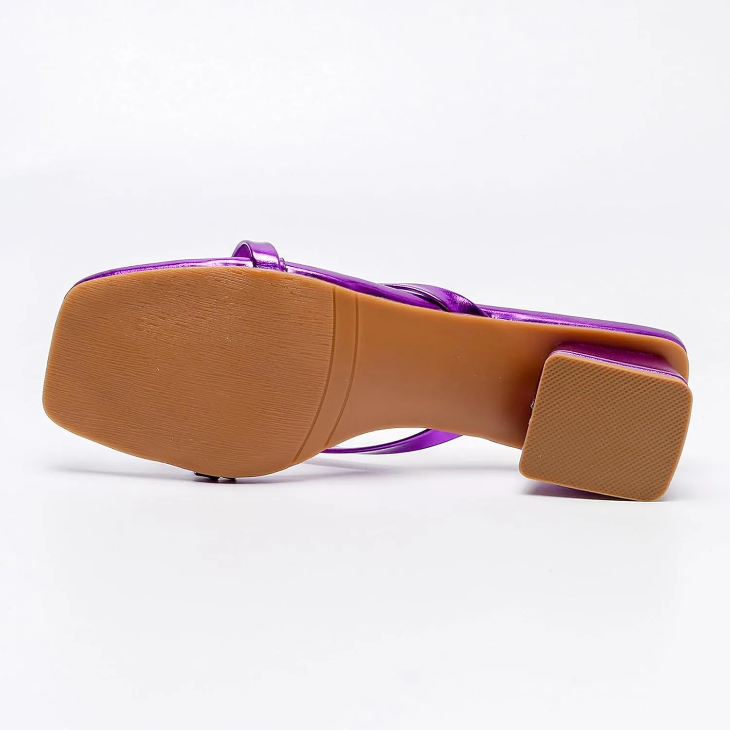 Women's Purple Open Toe Flip Flops Low Heel Slide Sandals,Casual Summer Comfortable Square Toe Chunky Heeled Mules,Lightweight Non-Slip Slip-On Slippers