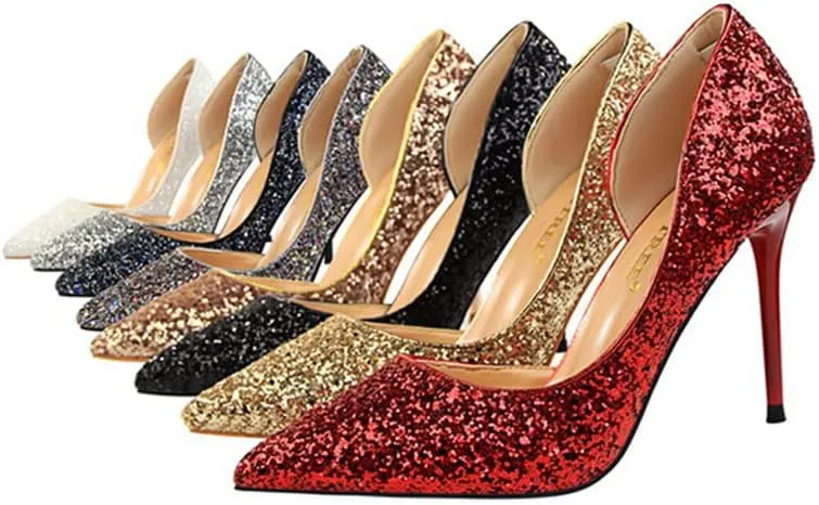 Women's Sexy Pointed Toe Thin Heeled Pumps Fax Suede Slip On Wedding Party Heeled Sandals