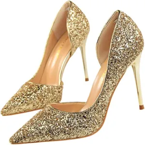 Women's Sexy Pointed Toe Thin Heeled Pumps Fax Suede Slip On Wedding Party Heeled Sandals