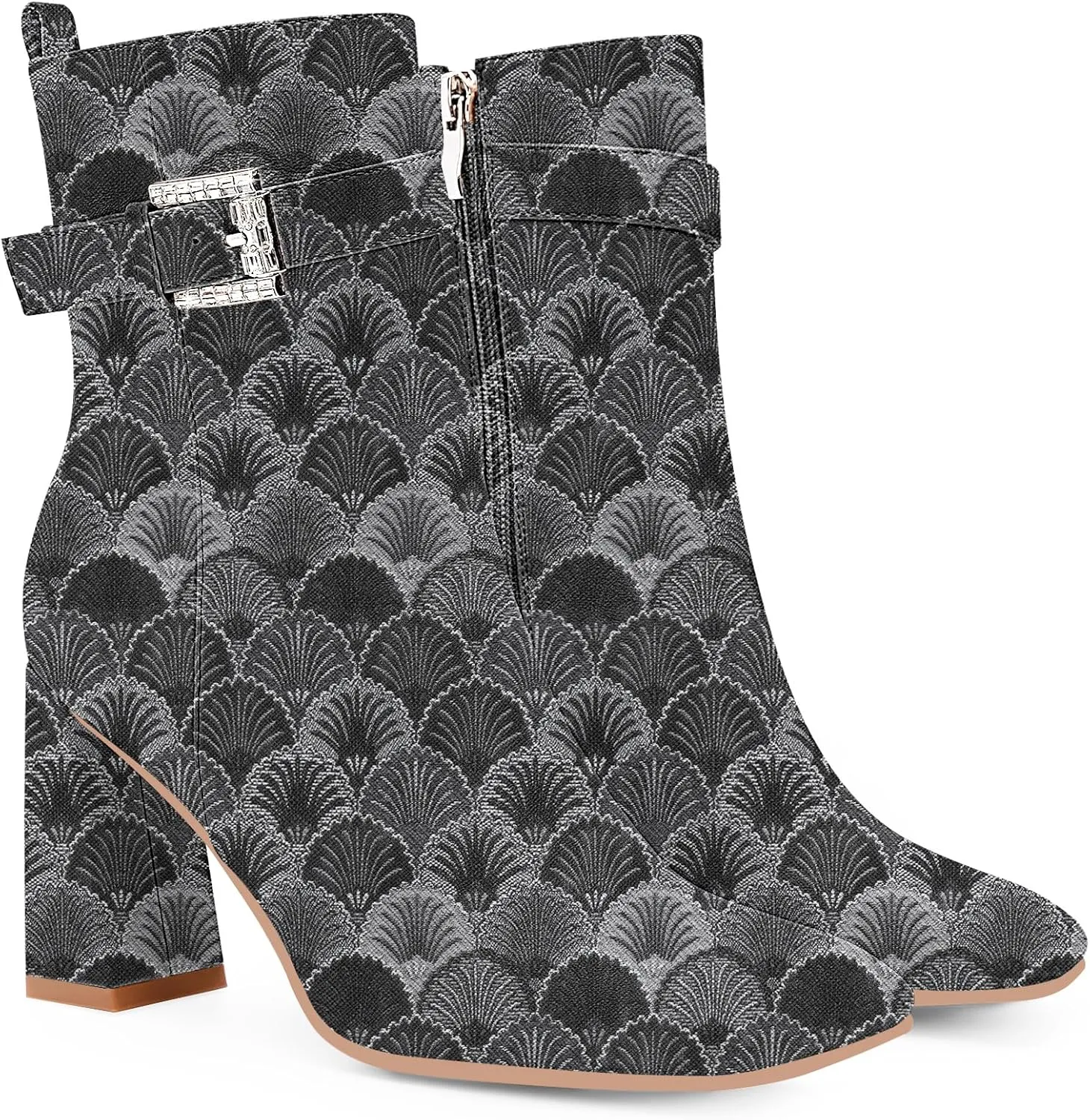 Women's Sexy Rhinestone High Heel Square Toe Ankle Boots Buckle Strap Dress Booties