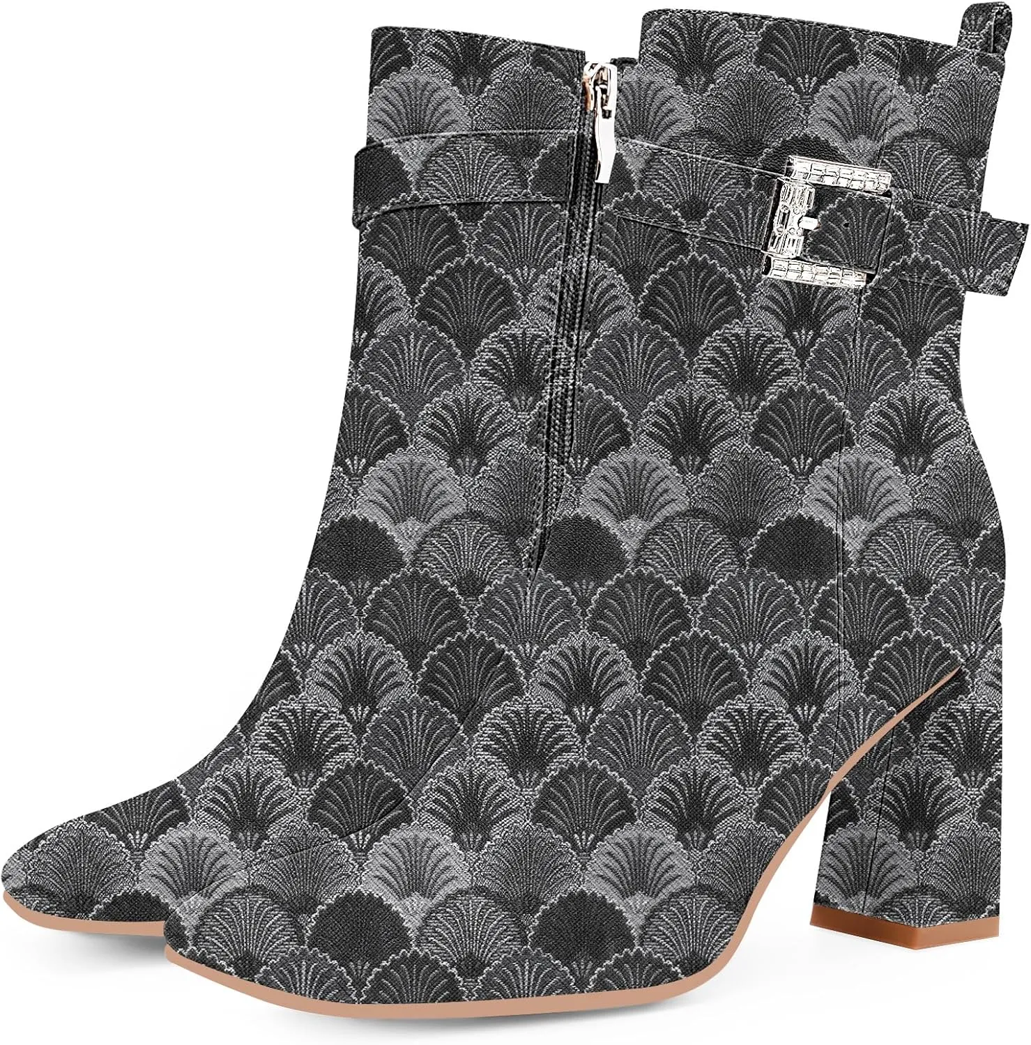 Women's Sexy Rhinestone High Heel Square Toe Ankle Boots Buckle Strap Dress Booties
