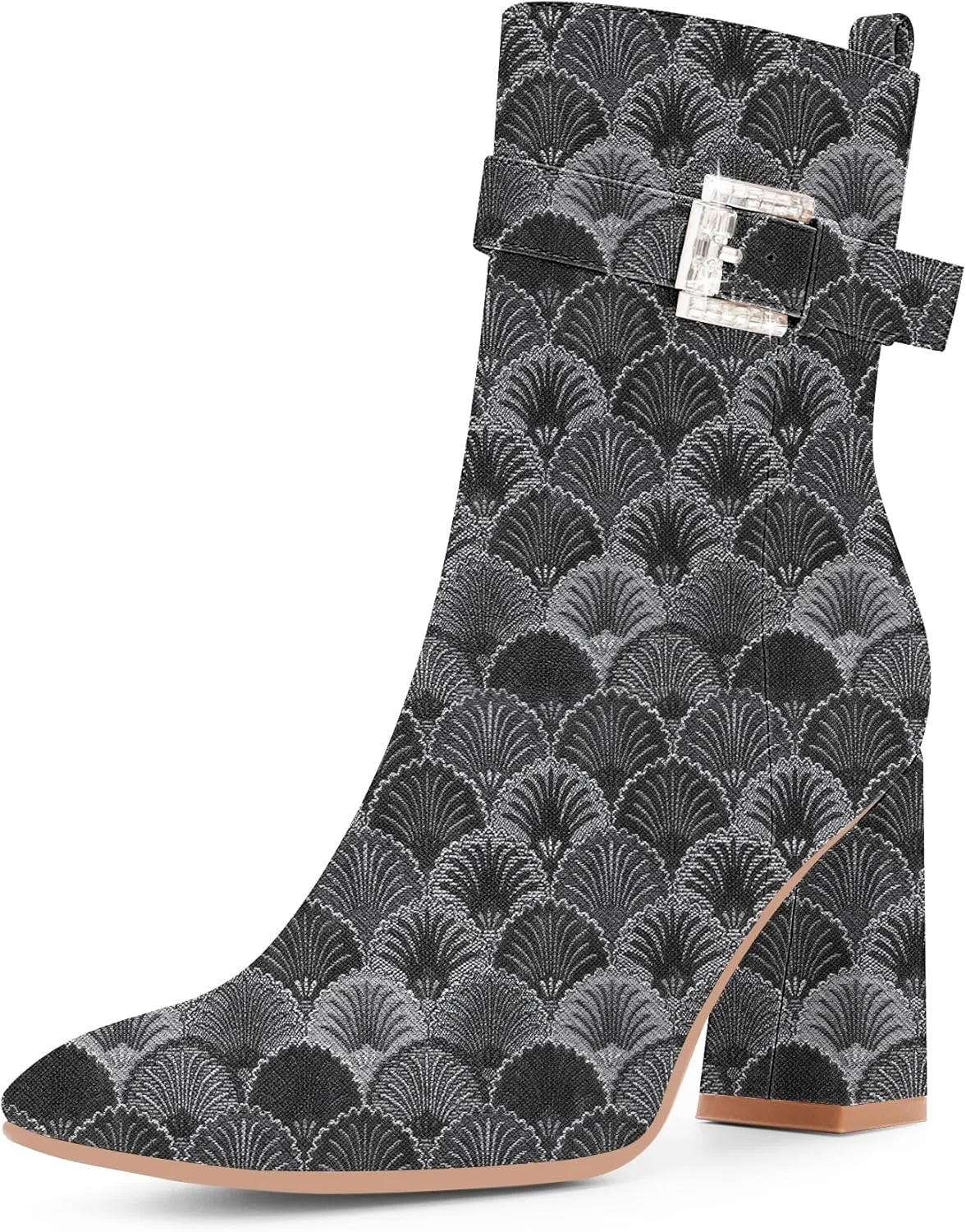 Women's Sexy Rhinestone High Heel Square Toe Ankle Boots Buckle Strap Dress Booties