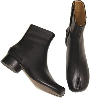 Womens Shoes Women Split Toe Ninja Tabi Ankle Boots Round Heels 3.5cm Medium Heel Lady Leather Shoes Woman Short Boot Brand Design Boots