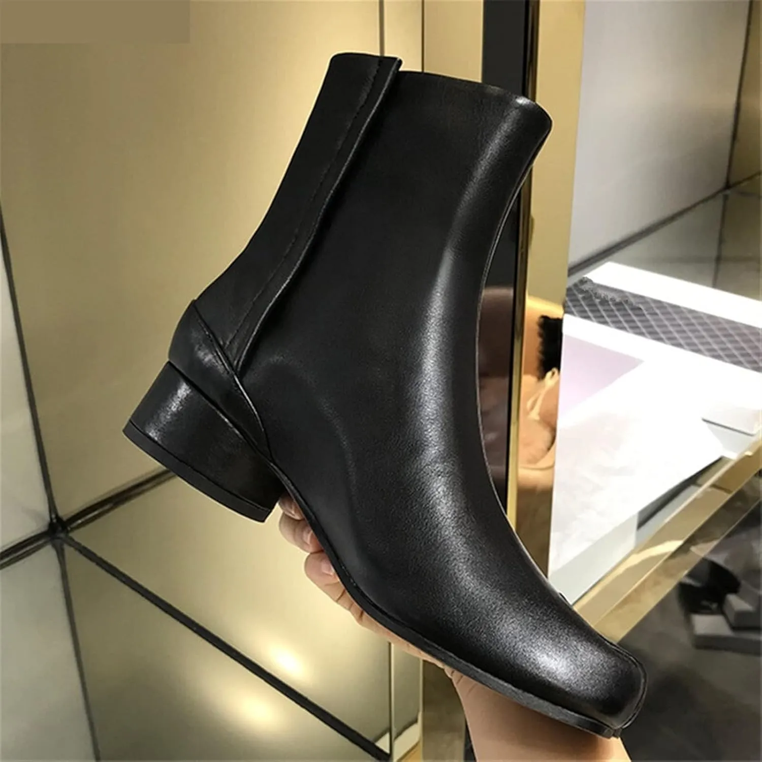 Womens Shoes Women Split Toe Ninja Tabi Ankle Boots Round Heels 3.5cm Medium Heel Lady Leather Shoes Woman Short Boot Brand Design Boots
