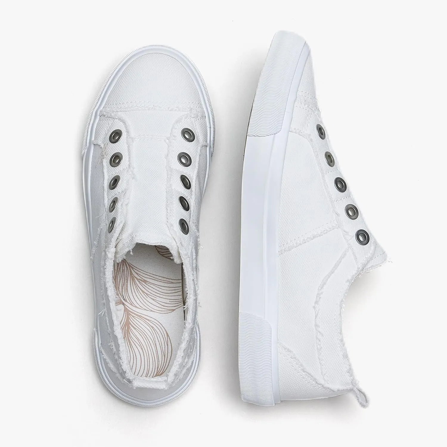 Women's Slip-On All Cotton Canvas Shoes Lightweight Casual Fashion Sneakers