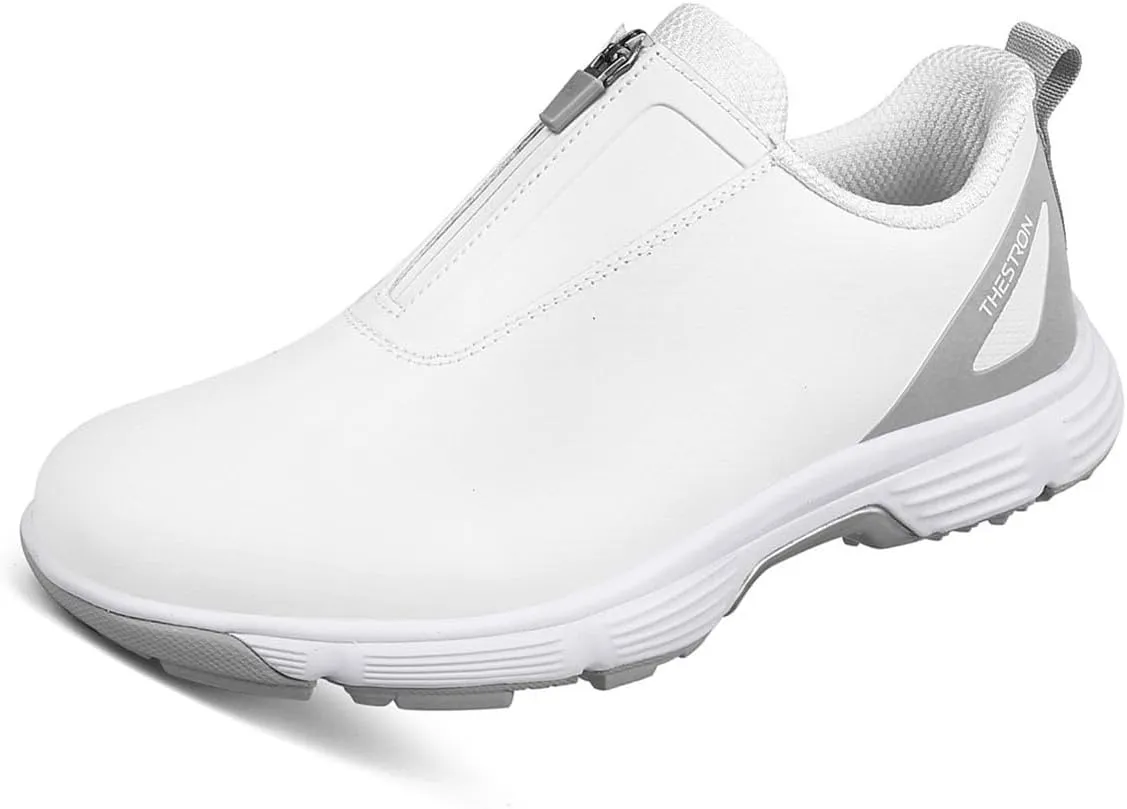 Women's Slip on Golf Shoes with Zipper Casual Fashion Golfer Sneakers Arch Support Waterproof Trainers