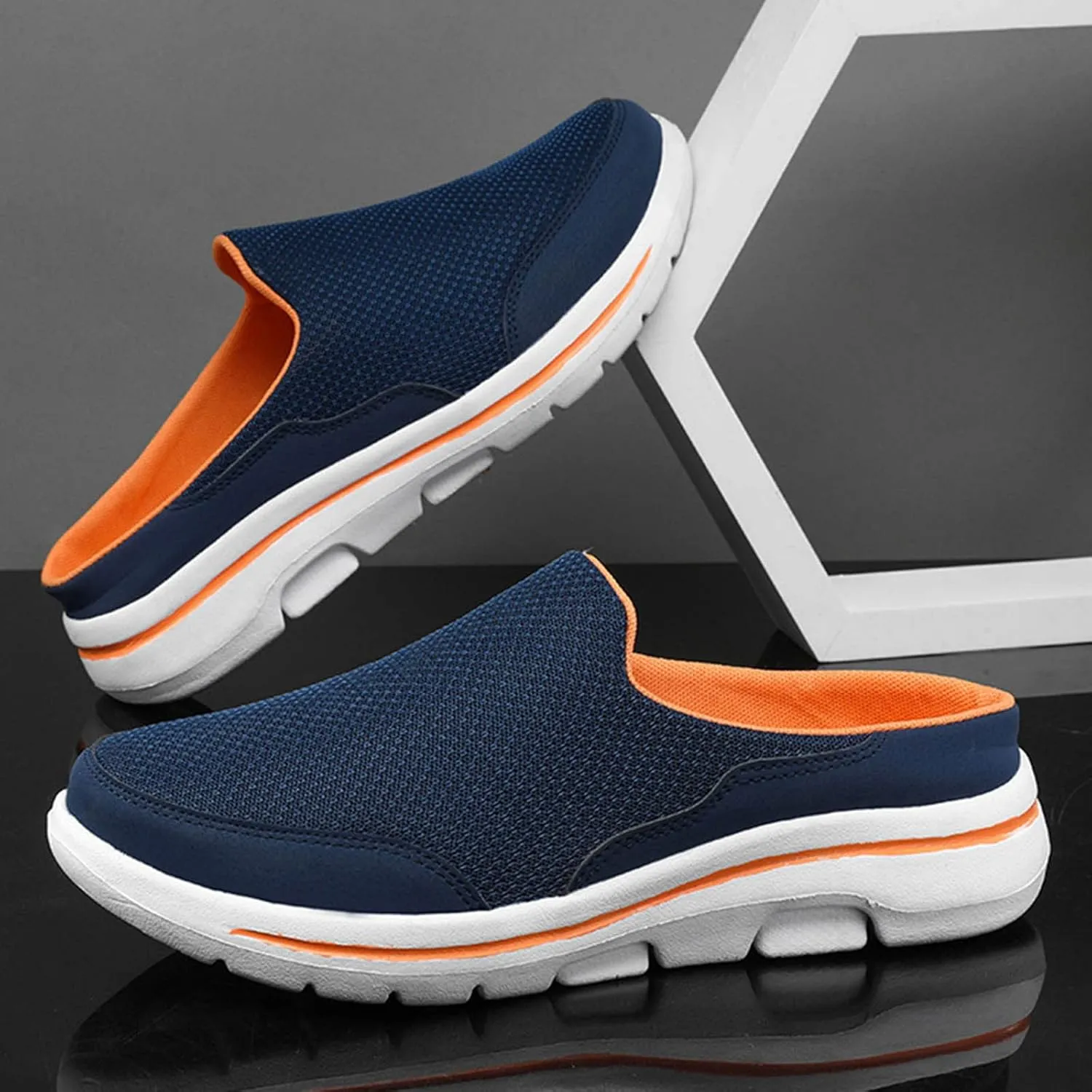 Women's Slip-On Orthopedic Arch Support Backless Running Shoes for Women Mesh Dress Casual Shoes Chunky Sneakers Platform Tennis Shoe White Loafers