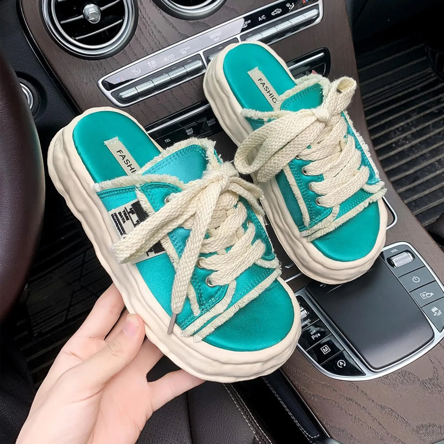 Womens Slip on Platform Shoes Canvas Mule Sneakers Memory Foam Backless Sneakers Soft Sole Slippers