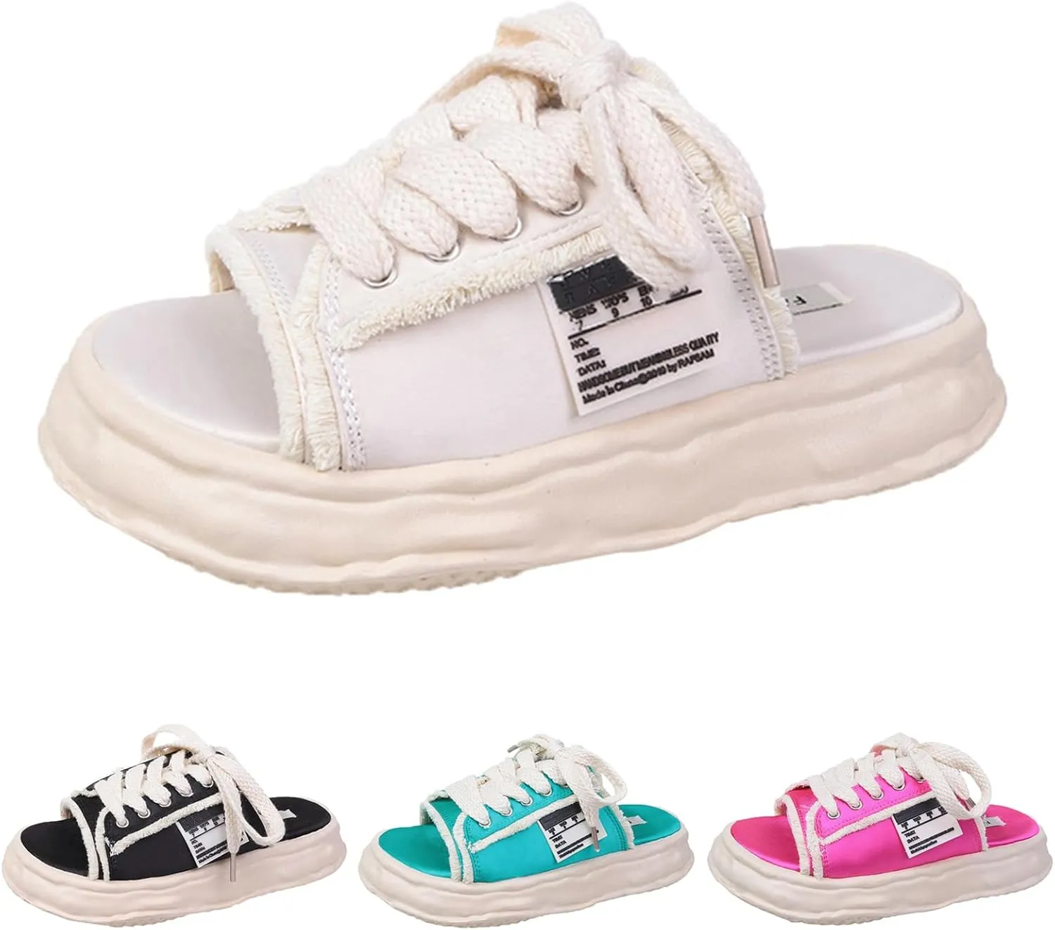 Womens Slip on Platform Shoes Canvas Mule Sneakers Memory Foam Backless Sneakers Soft Sole Slippers
