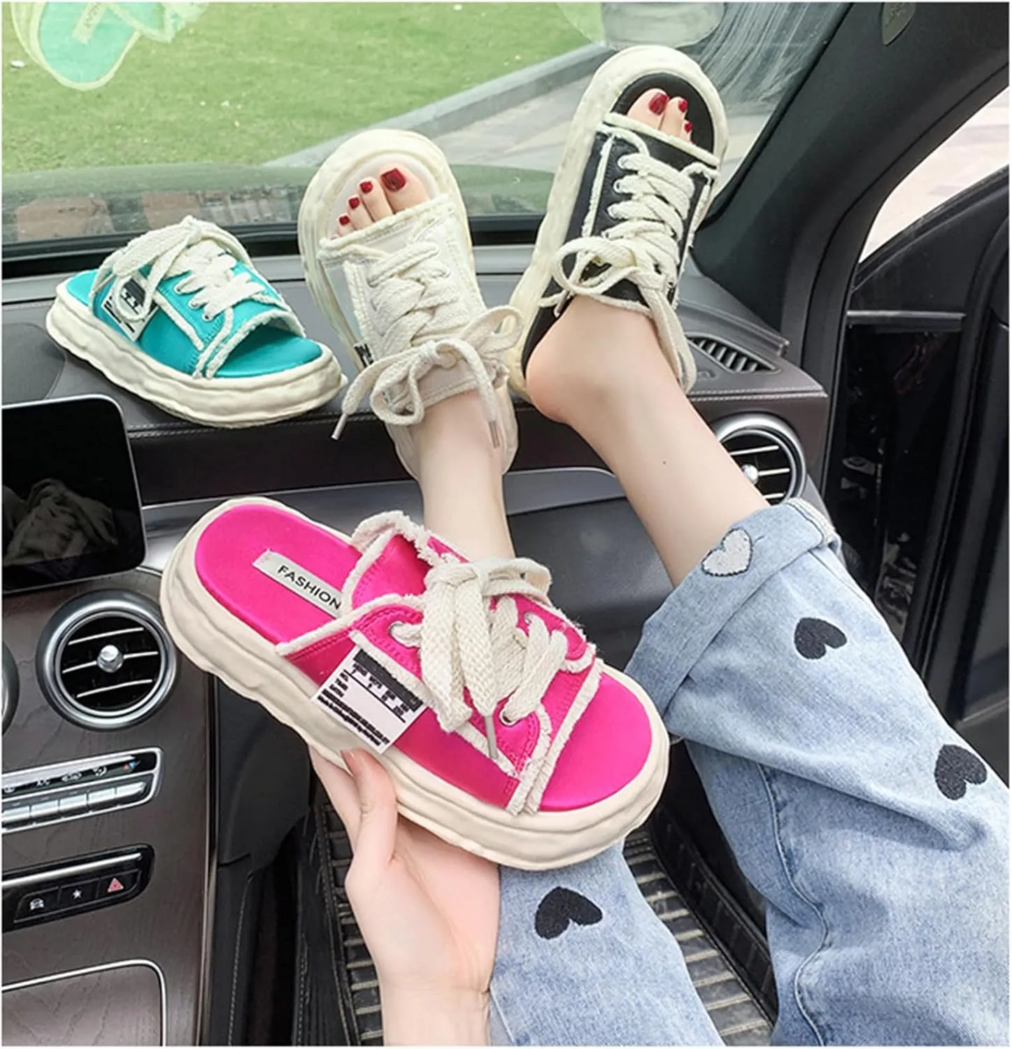 Womens Slip on Platform Shoes Canvas Mule Sneakers Memory Foam Backless Sneakers Soft Sole Slippers