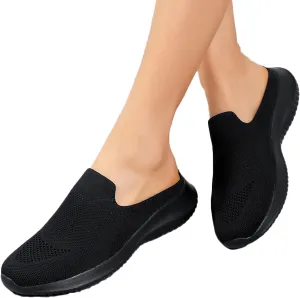 Women's Slip on Sneakers Sandals Low Wedges Mesh Shoes Ladies Mules Clogs Garden Clogs Casual Slipper Indoor Outdoor Slides,Black,US7/EU38