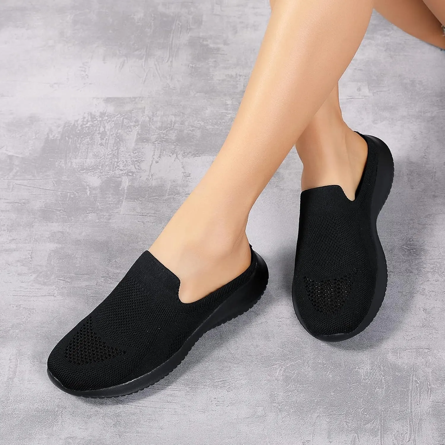 Women's Slip on Sneakers Sandals Low Wedges Mesh Shoes Ladies Mules Clogs Garden Clogs Casual Slipper Indoor Outdoor Slides,Black,US7/EU38