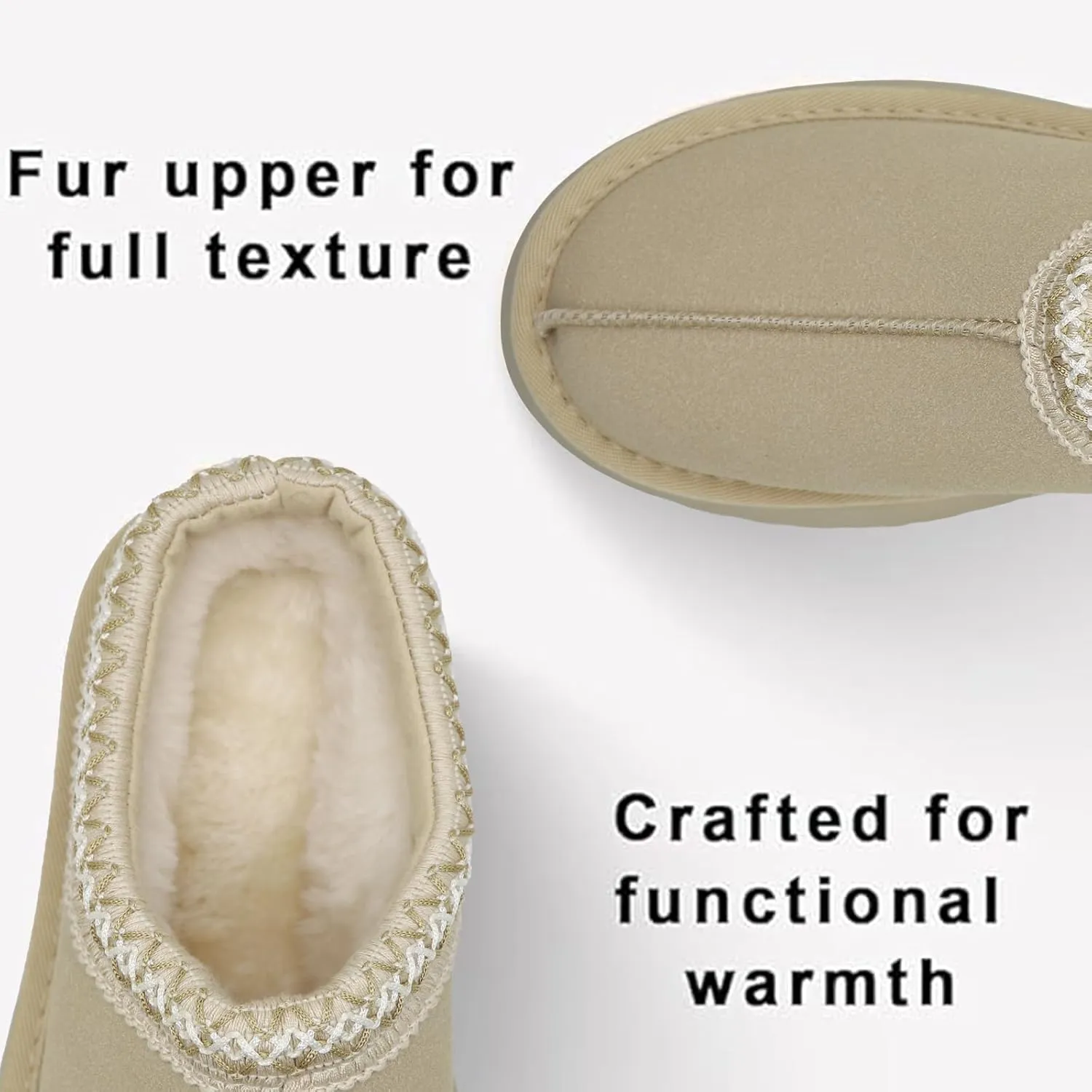Women's Slippers - Fur Fleece Lined Anti-Slip Snow Ankle Boots
