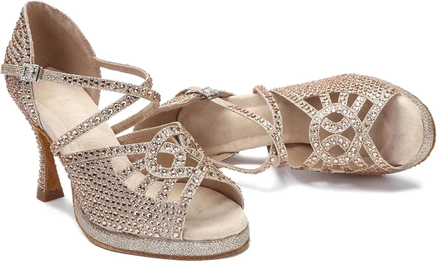 Women's Soft Sole Latin Dance Shoes - Ballroom Party High Heels Silver Wedding Sandals, 10CM/3.9Inch Heel Height