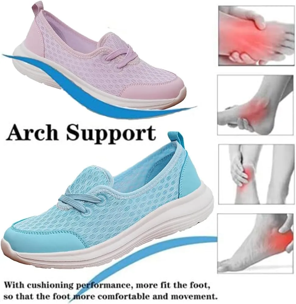 Women's Soft Sole Mesh Comfort Orthopedic Shoes, Comfortable Walking Shoes Women Arch Support, Breathable Low Top Casual Non-Slip Sneakers