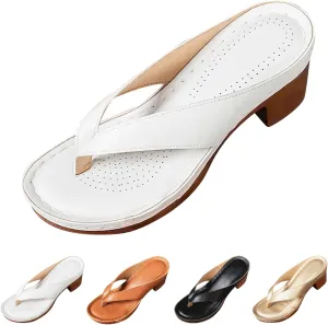Women's Solid Color Summer Chunky Heel Sandals Slip on Open Toe Square Toe Comfortable Heeled Sandals Mules for Women Heels Womens Shoes Wedges for Long Walk Casual Shoes Dressy