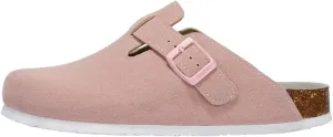 Women's Suede Clogs Leather Mules Cork Footbed Sandals Potato Shoes with Arch Support Unisex Antislip Sole Slippers