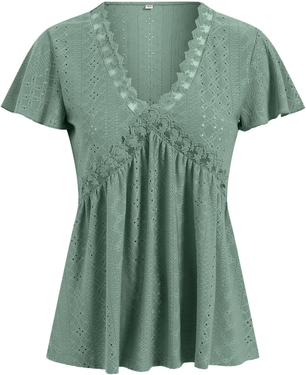 Womens Summer Tops Dressy Casual Babydoll Short Sleeve Shirts Puff Sleeve Peplum V Neck T Shirts Tees 2025