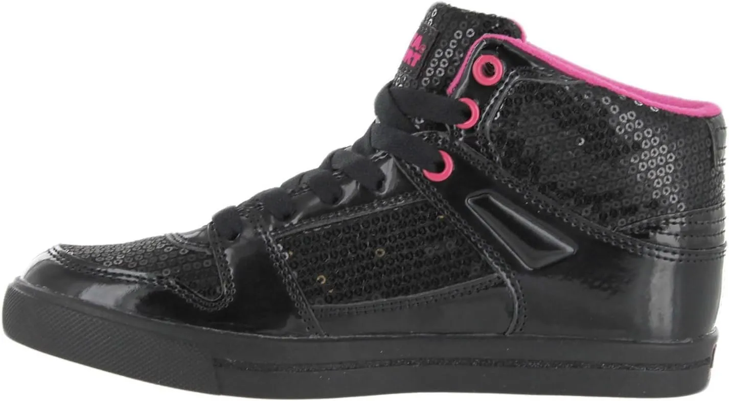 Women's Swerve Mid Top Sequin Fashion Dance School Student Sneakers Lace-Up Shoes for Women