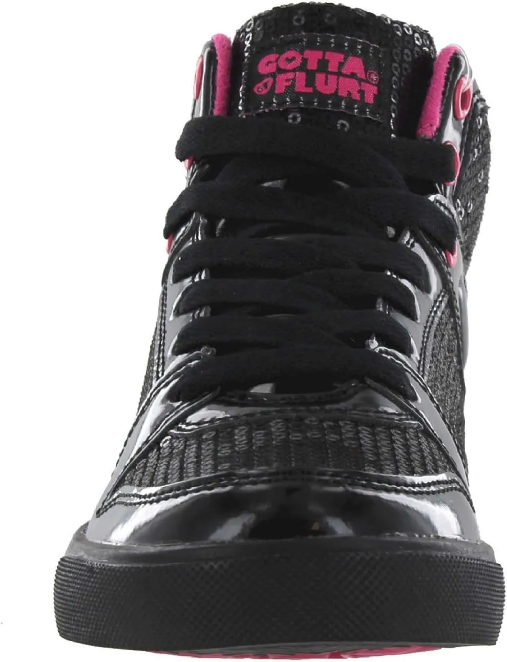 Women's Swerve Mid Top Sequin Fashion Dance School Student Sneakers Lace-Up Shoes for Women