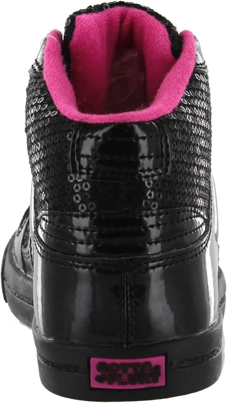 Women's Swerve Mid Top Sequin Fashion Dance School Student Sneakers Lace-Up Shoes for Women