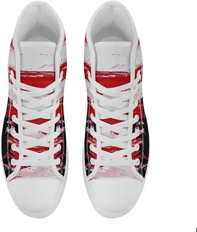 Women's USA Flag Sneaker Fashion Men's Patriotic Canvas High Top Casual Shoes Unisex Breathable Trendy College Preppy Shoes