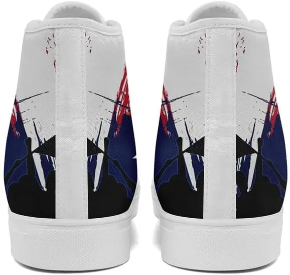 Women's USA Flag Sneaker Fashion Men's Patriotic Canvas High Top Casual Shoes Unisex Breathable Trendy College Preppy Shoes