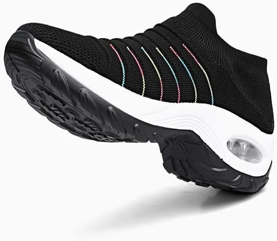 Womens Walking Shoes Breathable Non Slip Work Shoes Comfortable Air Cushion Orthopedic Slip on Sneakers with Arch Support