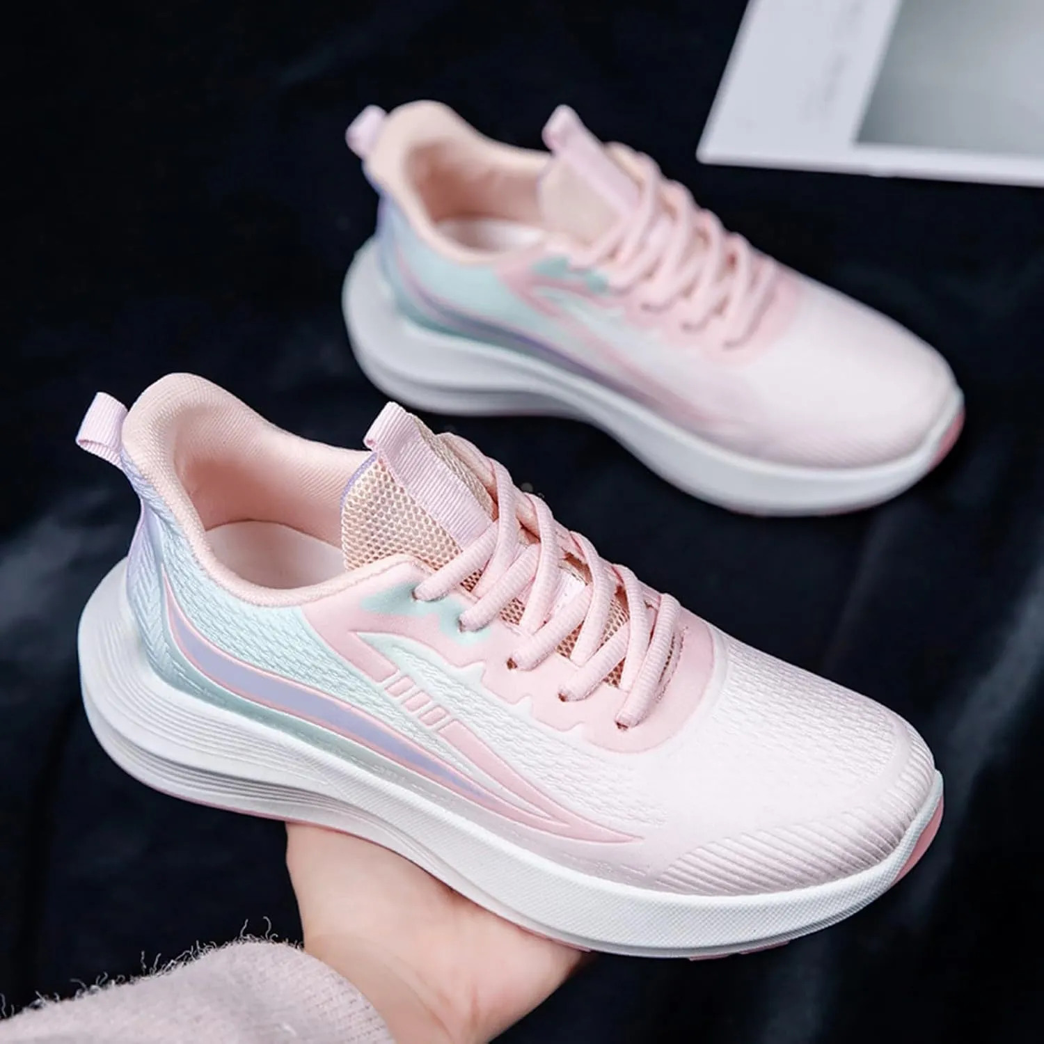 Women's Walking Shoes Comfortable Running Tennis Athletic Gym Workout Cross Training Sneakers Lace Up Low Top Sneaker