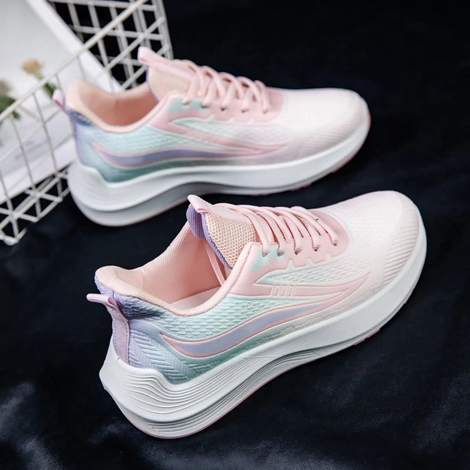 Women's Walking Shoes Comfortable Running Tennis Athletic Gym Workout Cross Training Sneakers Lace Up Low Top Sneaker