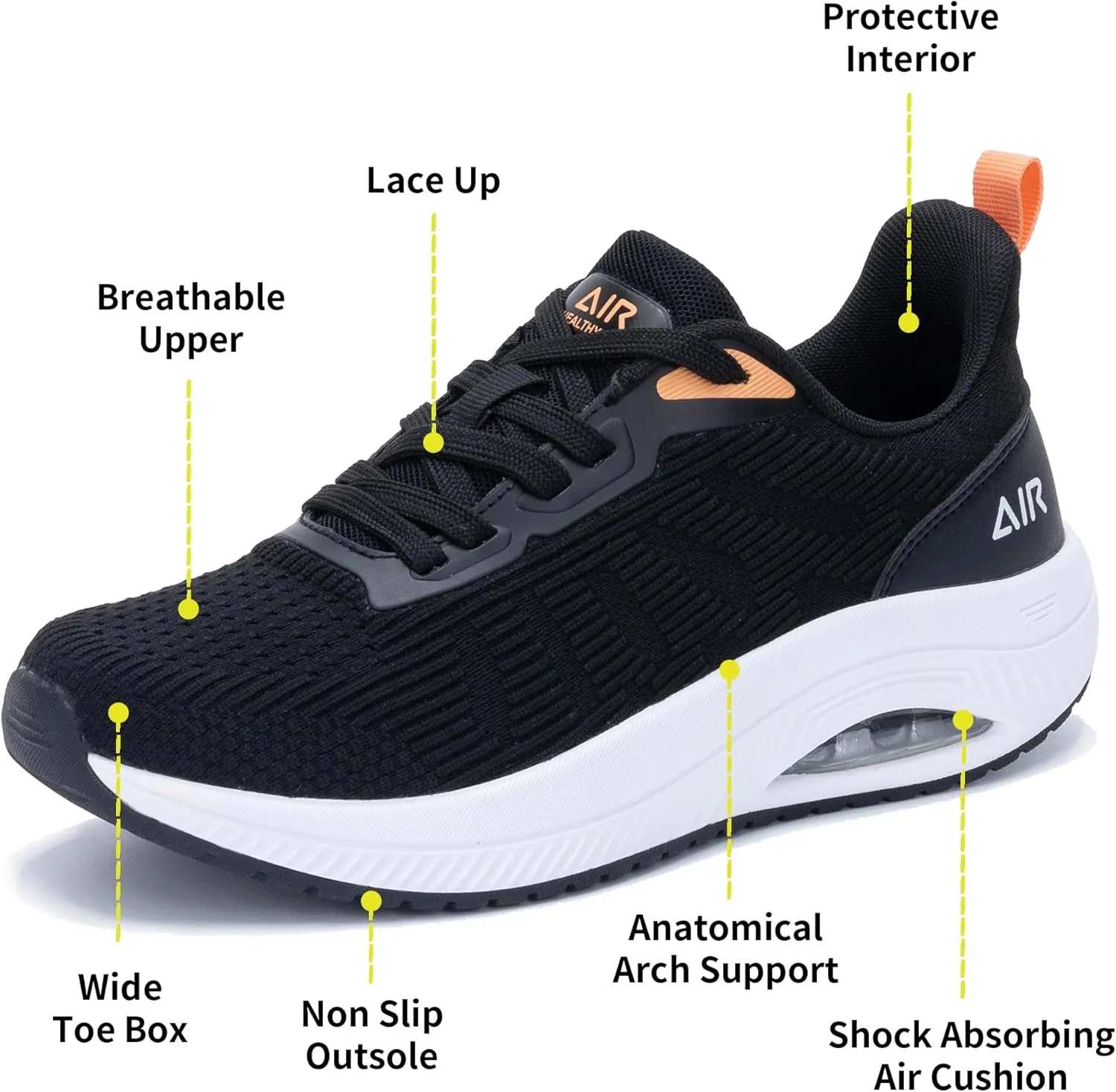Women's Walking Shoes with Arch Support Plantar Fasciitis Air Tennis Sneakers for Gym Workout
