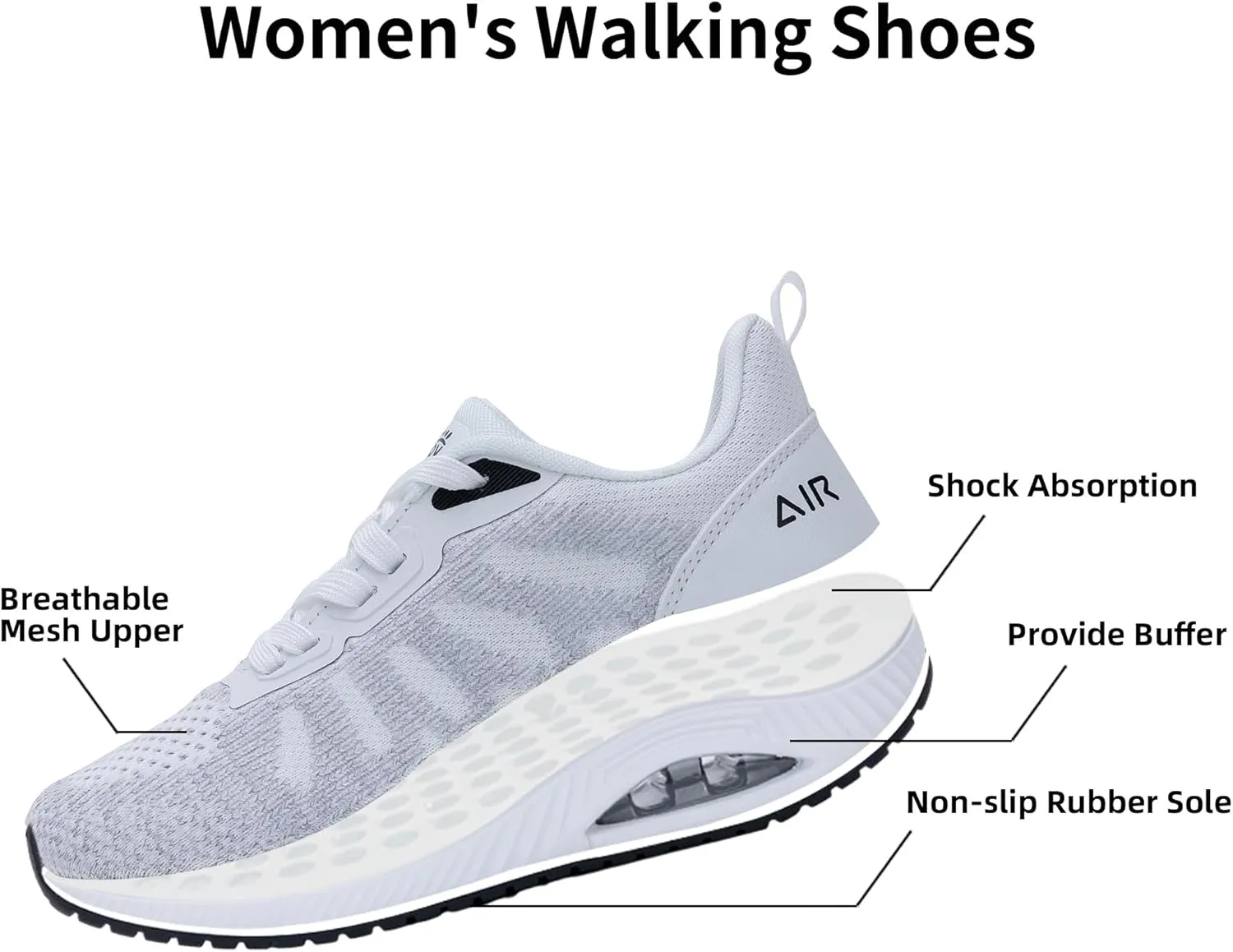Women's Walking Shoes with Arch Support Plantar Fasciitis Air Tennis Sneakers for Gym Workout