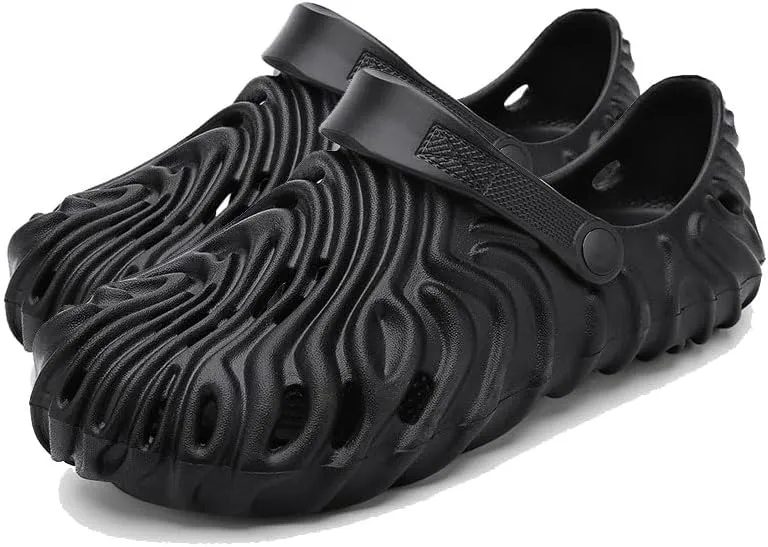 Women's Wavy pattern Gardener Clog Slip On Slides Shoes Beach Sandals Mules Clog Wedge Sandals Outdoor Beach Shoes