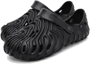 Women's Wavy pattern Gardener Clog Slip On Slides Shoes Beach Sandals Mules Clog Wedge Sandals Outdoor Beach Shoes