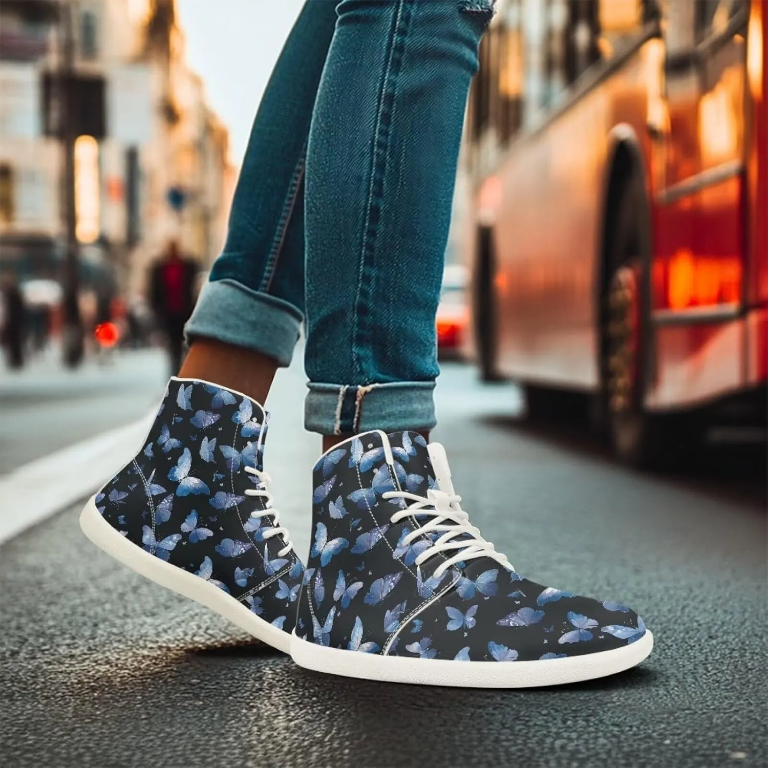 Women's Wide High-top Minimalist Barefoot Sneakers Zero Drop Sole Walking Shoes Outdoor Hiking Shoes Cushioned Ankle Support Size 6-12.5
