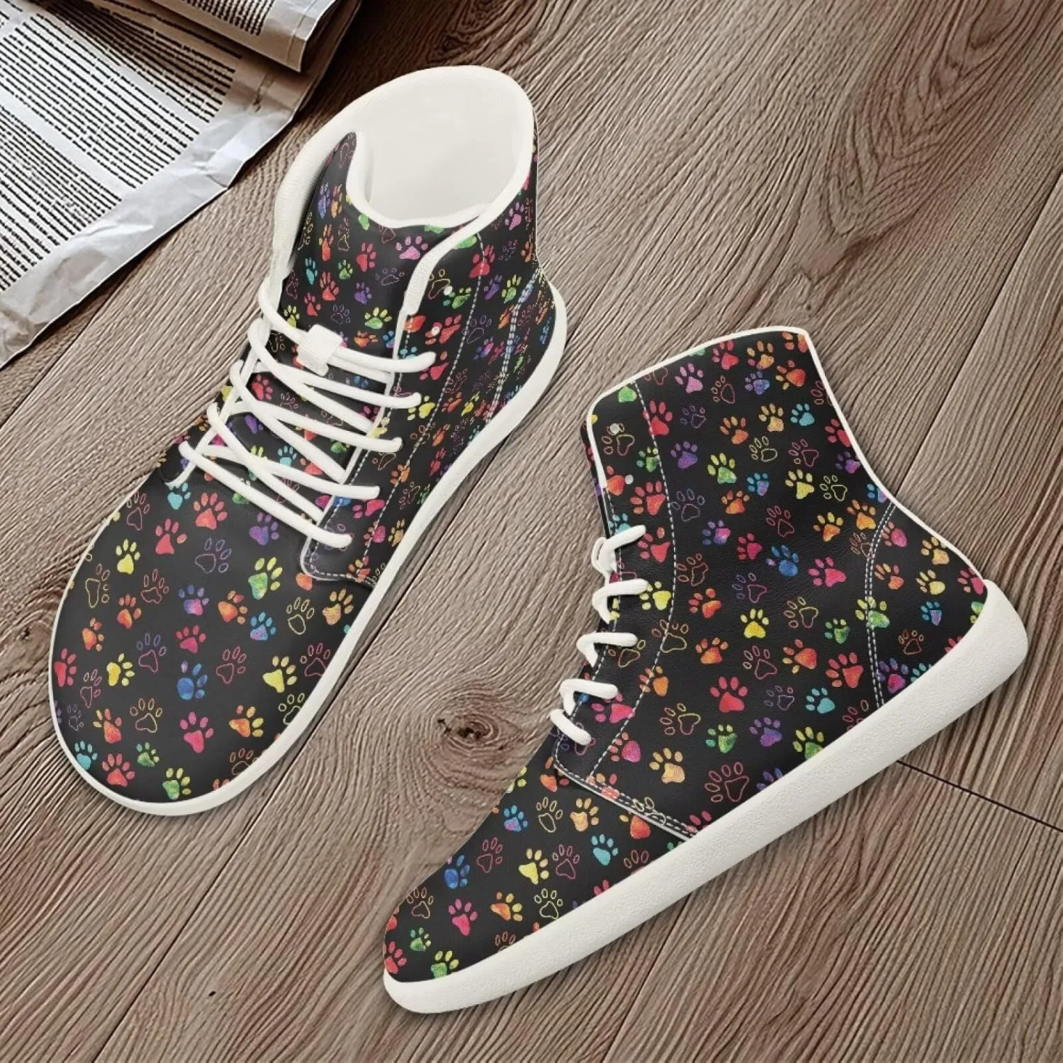 Women's Wide High-top Minimalist Barefoot Sneakers Zero Drop Sole Walking Shoes Outdoor Hiking Shoes Cushioned Ankle Support Size 6-12.5