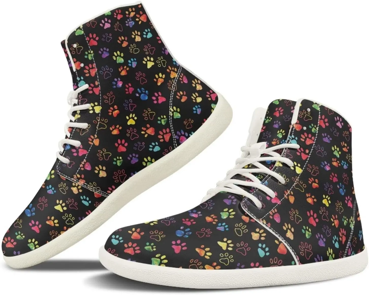 Women's Wide High-top Minimalist Barefoot Sneakers Zero Drop Sole Walking Shoes Outdoor Hiking Shoes Cushioned Ankle Support Size 6-12.5