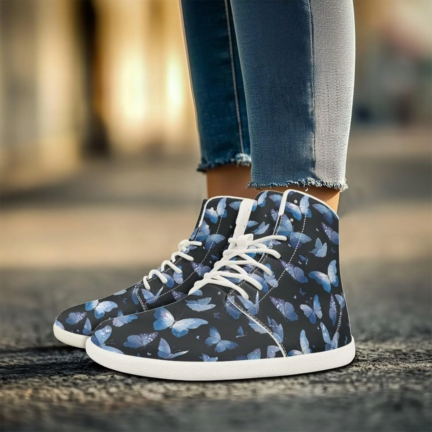 Women's Wide High-top Minimalist Barefoot Sneakers Zero Drop Sole Walking Shoes Outdoor Hiking Shoes Cushioned Ankle Support Size 6-12.5
